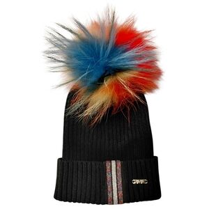 Girls Rainbow Fur Ribbed Hat
